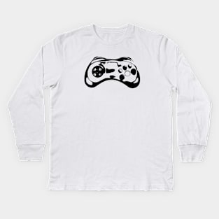 Black Vector Illustration of Video Game Controller Kids Long Sleeve T-Shirt